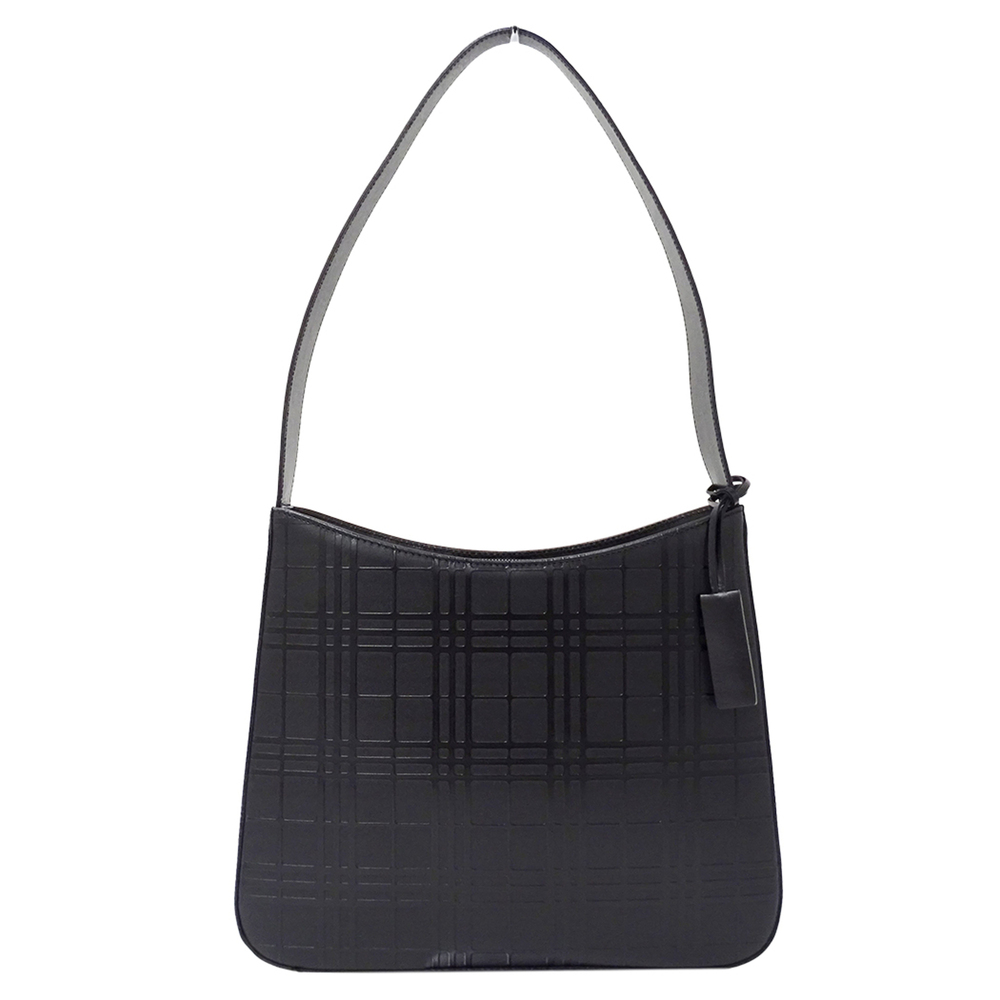 Burberry handbag for women, brand name shoulder bag, leather, black, check pa...
